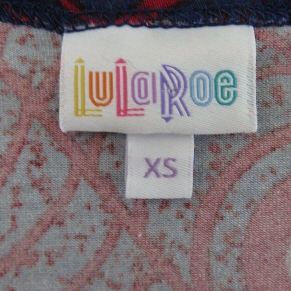 LuLaRoe XS Blue Red Spiderweb Bulls Eye Irma Tunic Shirt Top - Picture 10 of 10